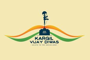 kargil vijay diwas batalla antecedentes con Bigote tricolor diseño vector