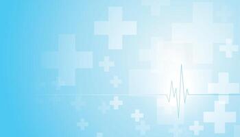 blue medical care and service background with cross and cardio graph vector