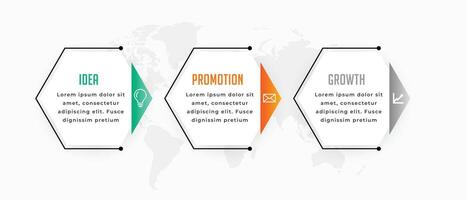 3 paso corporativo infografía proceso gráfico modelo con mundo mapa vector