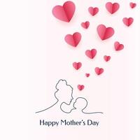 happy mother's day celebration card with mom and child and floating hearts vector