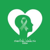 10 octubre internacional mental salud día corazón antecedentes diseño vector