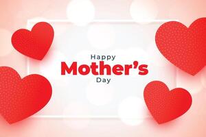 happy mothers day red hearts greeting background vector