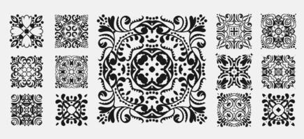 arabic or indian style square mandala decoration big set vector