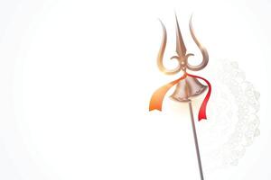 hindú religioso trishul en blanco antecedentes para maha shivratri festivo vector