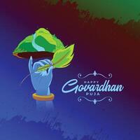 lovely govardhan puja wishes background with krishna hand lifting mountain design vector