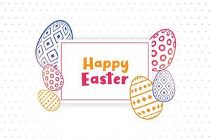 happy easter background with decorative eggs design vector