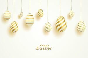 easter day celebration with golden eggs decoration vector