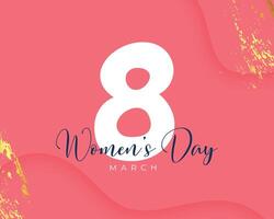 8th march women's day greeting card with golden splatter effect vector