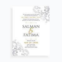 hermosa y limpiar musulmán religioso Boda tarjeta modelo para novia y novio vector