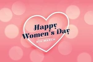 happy womens day heart pink bokeh banner vector