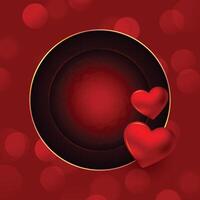 valentines day empty frame background with 3d love heart vector