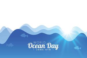 eye catching world ocean day background with sun light effect vector