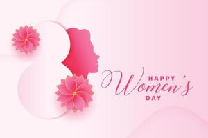 happy womens day greeting background with floral decor vector