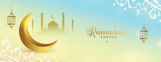 beautiful ramadan kareem arabic floral decorative banner design vector