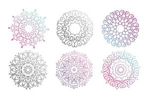 line style mandala design patterns set vector