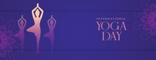 21st june world yoga day poster with exercise posture design vector