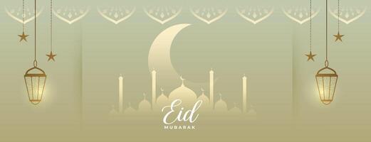 religioso eid Mubarak islámico bandera diseño vector