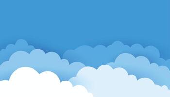 paper style 3d clouds background on blue sky vector