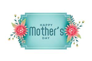 happy mothers day flower frame beautiful background vector