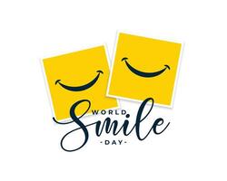 creative world smile day background with photo frame for happy face vector