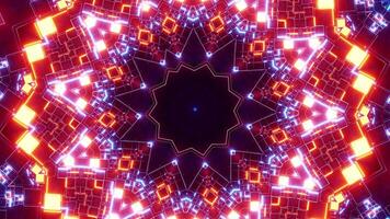 Colorful animation pattern with black background. Kaleidoscope VJ loop video