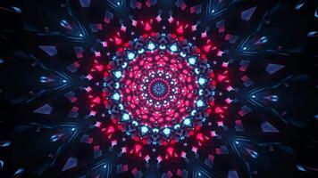Red and black abstract design with circular design. Kaleidoscope VJ loop video