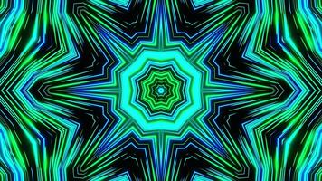 Very colorful and abstract design with star in the center. Kaleidoscope VJ loop video