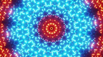 Blue and red circular object with black background. Kaleidoscope VJ loop video