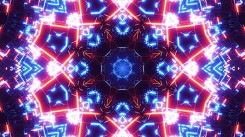 Animation of red and yellow lights in square. Kaleidoscope VJ loop video