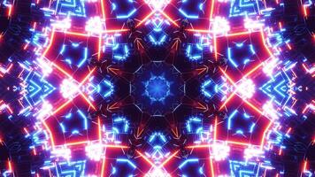 Animation of red and yellow lights in square. Kaleidoscope VJ loop video