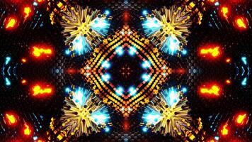 Very colorful animation design with black background. Kaleidoscope VJ loop video
