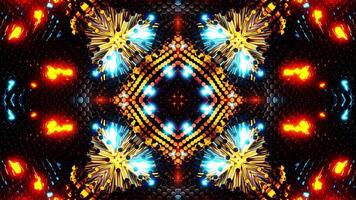 Very colorful animation design with black background. Kaleidoscope VJ loop video