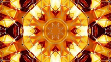 Animation of star in yellow and red pattern. Kaleidoscope VJ loop video