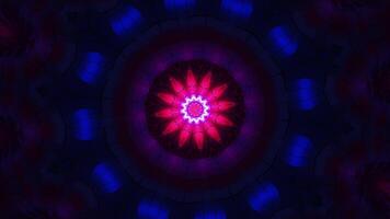 Blue and red background with circular design in the center. Kaleidoscope VJ loop video