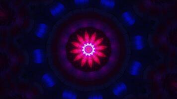 Blue and red background with circular design in the center. Kaleidoscope VJ loop video