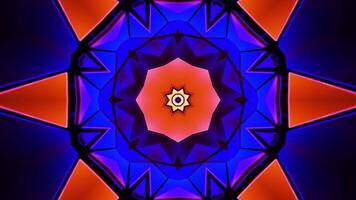 Purple and yellow flower with star in the center. Kaleidoscope VJ loop video