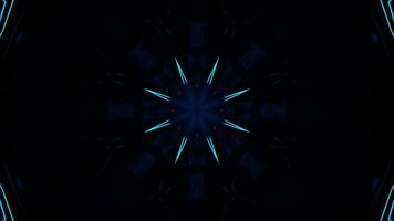 Blue abstract background with star pattern in the middle. Kaleidoscope VJ loop video