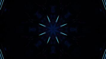 Blue abstract background with star pattern in the middle. Kaleidoscope VJ loop video