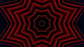 rood en zwart achtergrond met ster patroon in de centrum. caleidoscoop vj lus video
