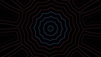 Black and blue background with red circle in the center. Kaleidoscope VJ loop video
