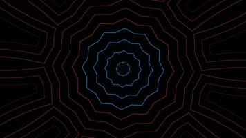 Black and blue background with red circle in the center. Kaleidoscope VJ loop video