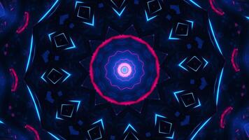 Blue and black abstract background with circular design. Kaleidoscope VJ loop video