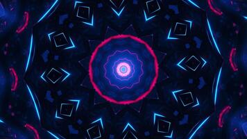 Blue and black abstract background with circular design. Kaleidoscope VJ loop video