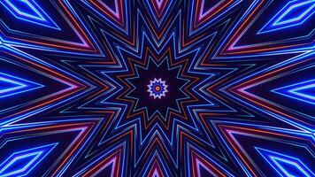 Star shaped object with many colors and shapes in it. Kaleidoscope VJ loop video
