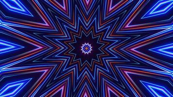 Star shaped object with many colors and shapes in it. Kaleidoscope VJ loop video