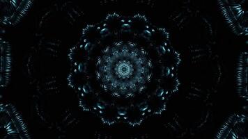 Black and blue circular design with black background. Kaleidoscope VJ loop video