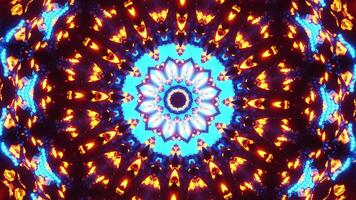 Animation design with blue and red center. Kaleidoscope VJ loop video