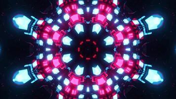 Circular pattern with blue light in the middle. Kaleidoscope VJ loop video