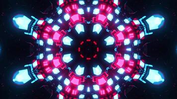 Circular pattern with blue light in the middle. Kaleidoscope VJ loop video