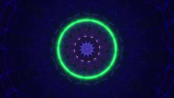 Blue and purple circular design with star in the center. Kaleidoscope VJ loop video